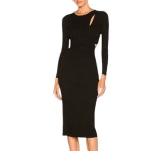 Astr Black Long Sleeve Cut-Out Dress